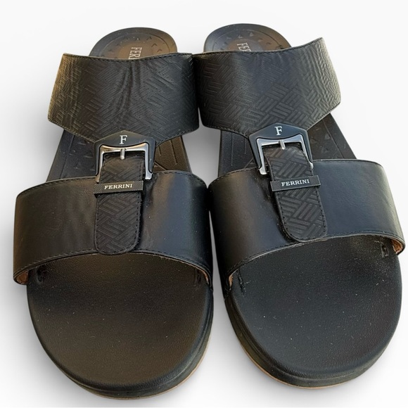Ferrini Arabic Men's Black Leather Open Toe Sandals Buckle Detail EU 49 US 11.5 - Picture 4 of 14